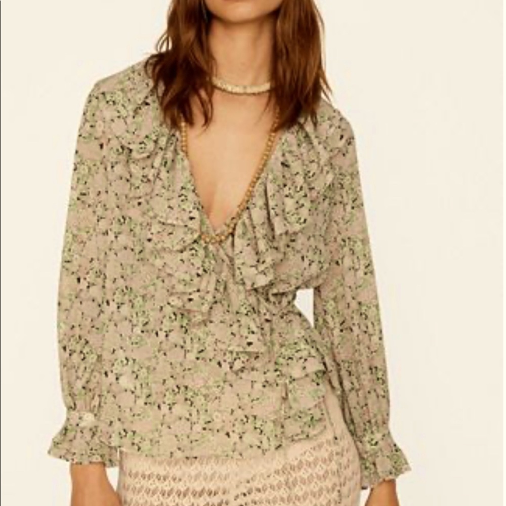 MANGO Ruffled floral blouse- NWT